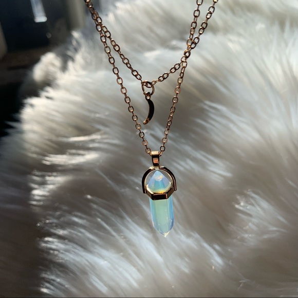 Moonstone Crystal Chocker 2 Layer Necklace NWOT - Picture 3 of 8